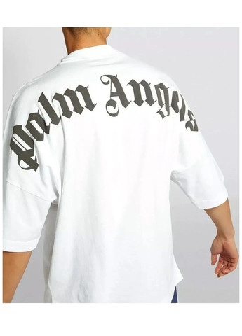 Біла футболка чоловіча з коротким рукавом Palm Angels Logo Print T-Shirt Oversise