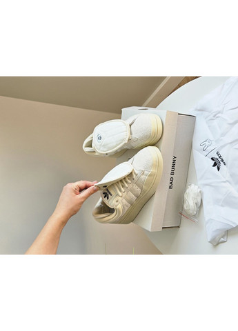 Бежеві Осінні кросівки чоловічі і жіночі adidas campus x bad bunny beige| адідас кампус бежеві No Brand