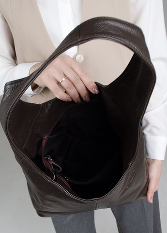 Сумка жіноча шопер шкіряна 02550 з однією ручкою шоколадня Virginia Conti (302715388)