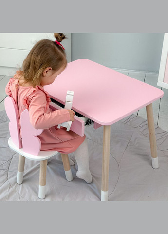 Дитячий столик і стільчик рожевий. Столик із шухлядою для олівців і розмальовок No Brand (361259116)