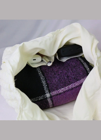 Лавандовая сумка-шопер в кубик большая мягкая корейский стиль фактурная рельефный узор объемная комфортная повседневная винтаж No Brand (322059702)