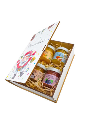 Коробочка деревянная маленькая книга с Дедом морозом 4 шт по 50 крем мед Царство Меду (360543396)