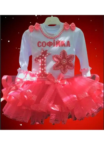 Белый праздничный костюм для девочки (юбка, реглан, обруч ) юбочный No Brand