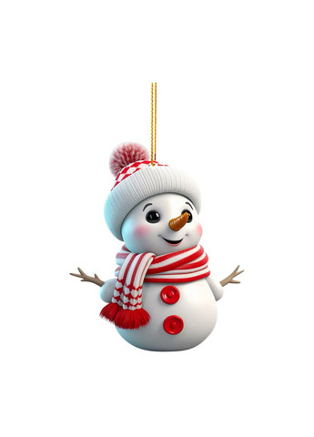 Новорічний Сніговик - акрилова 2D ялинкова іграшка, підвіска для автомобіля або ключів No Brand (314813447)