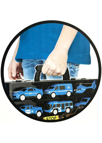 Набор машинок Трейлер с транспортом 666-08K с дорожными знаками, машинками и вертолетом Полиция Fun Game (327217791)