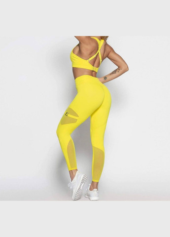 Спортивный костюм «с пряжкой на ноге» (топ и леггинсы) без пуш-ап эффекта желтого цвета, размер M Trends (330757036)
