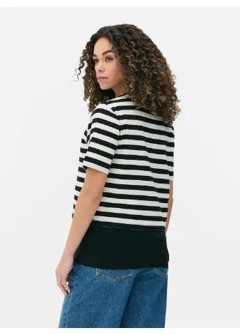 Футболка basic,чорний в смужку, Primark - (394983815)