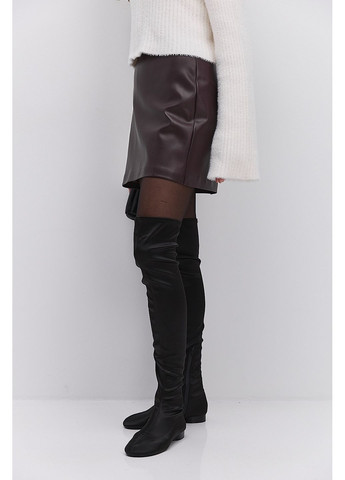 Коротка спідниця з екошкіри бордового кольору Arjen (370601782)