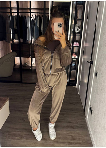 Костюм велюровий на хутрі,оверсайз модель,штани та кофта на блискавці Україна (366038920)