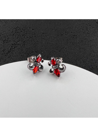 Готические панк серьги с красными камнями из медицинской стали ES-040 No Brand (299330565)