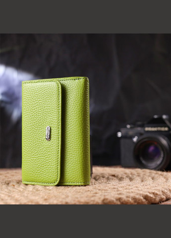 Женский кошелек из натуральной кожи с монетницей и кнопкой салатовый (sku_21598) No Brand (328218966)
