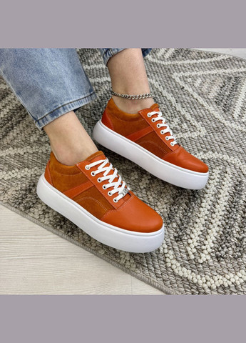 Кеды женские комбинированные на шнуровке.. 39 размер Vasha para оранжевые (331346189)