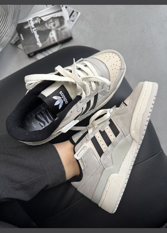 Серые демисезонные кроссовки мужские и женские adidas forum exhibit low grey white | адидас форум серые белые No Brand