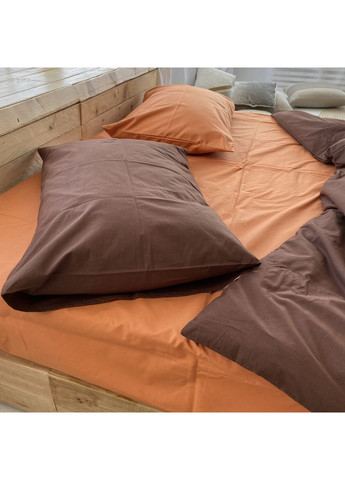 Постельное белье с резинкой Теракот+шоколад ранфорс Евро размер, наволочки 70/70 No Brand (363193016)