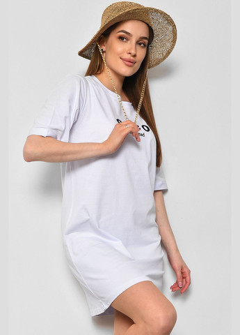 Туника женская из ткани лакоста белого цвета Let's Shop (290981442)