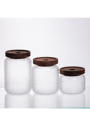 Набор банок для сыпучих продуктов с бамбуковыми крышками 400/600/800 мл 64486-11 Yiwu (370802141)