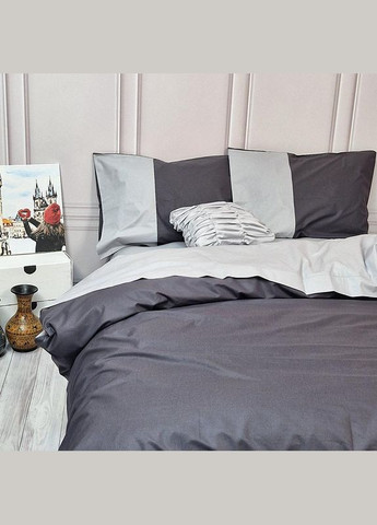 Постельное белье PREMIERE Антрацит/Серое Ранфорс Двуспальное на резинке MERISET (306740101)