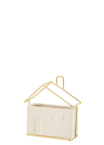 Кашпо в формі будиночка білого кольору кераміка 16х7х16 см (6327) J-Line (302518414)