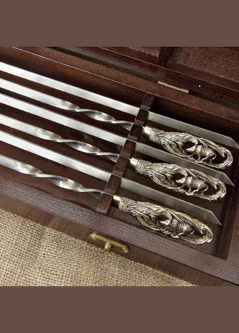 Комплект шампуров Кабан 6 шт в кейсе из дерева 470037 Masterkrami (317351365)