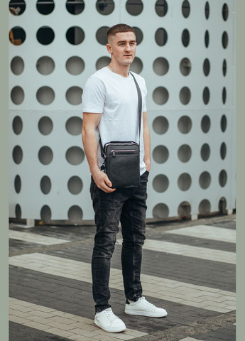 Кожаная мужская сумка-барсетка через плечо черная A25-1278C Tiding Bag (359380717)