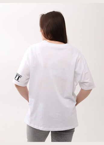 Белая летняя женская футболка белая широкая большой размер с коротким рукавом Whitney Вільна