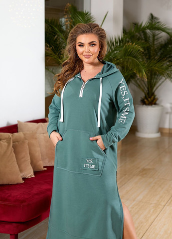 М'ятна спортивна, повсякденний сукня-худі максі сукня-худі No Brand однотонна