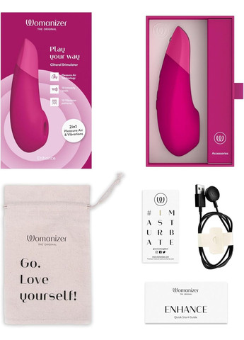 Кліторальний вакуумний стимулятор 2 в 1 Enhance з вібрацією, рожевий Womanizer (332669797)