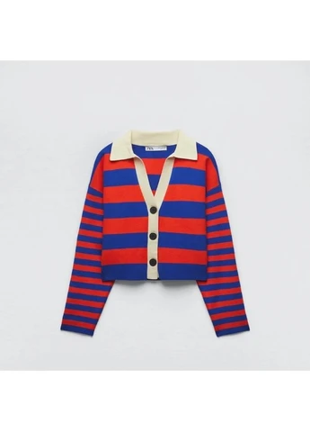 Вкорочений смугастий кардиган Zara (393745525)