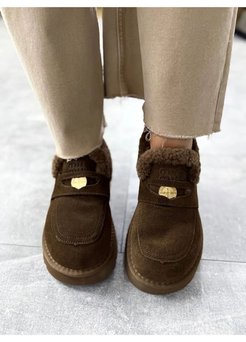 ITTS Трендові зимові лофери коричневі, натур. замша, лофери зима, лофери з хутром, зимові жіночі черевики код 713 лофери коричневий з натуральна замша, китай — зима (364658738)