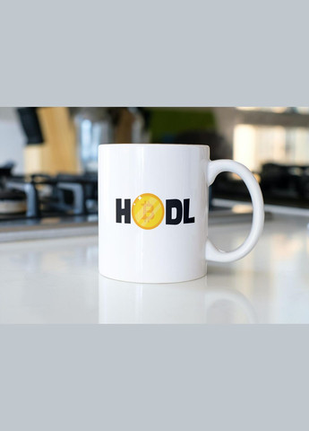 Кружка с принтом "Hodl" 330 мл Белая No Brand (324264177)