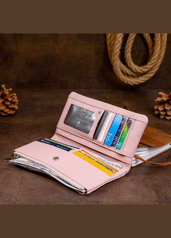 Вертикальний гаманець на кнопці жіночий 19201 Рожевий st leather (329148799)