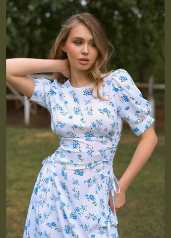 Белое праздничный платье No Brand с цветочным принтом