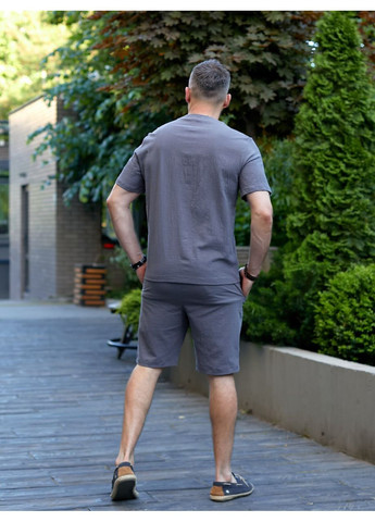 Серый демисезонный "linen touch" – мужской костюм из жатого льна - замеры в описании. с рубашкой GD/GL Модний простір