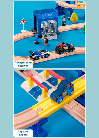 Дитяча залізниця з дерева, 134 деталі, 138x101 (Brio, Ikea, Playtive) A4146, Електро локомотив Iekool (322280591)