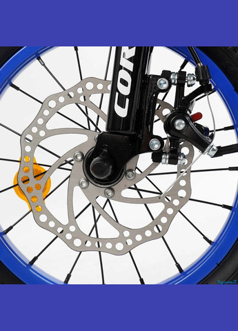 Велосипед 2-х колесный 14" FL-14941 Falcon, стальная рама, диск.тормоза, доп.колёса, звонок (6800070149415) Corso (328261477)