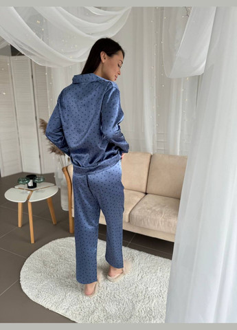 Світло-синя стильний домашній костюм-піжамка рубашка + брюки Vakko