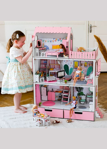 Кукольный домик для Барби Люкс розовый (kdb005) NestWood (303632987)