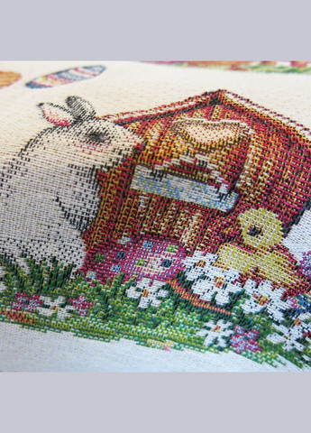 Скатертина з кроликами пасхальна на овальний стіл, Скатертина гобеленова Великодня святкова для овального столу 140, 180 Maystat (305390701)