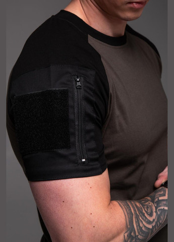 Хакі (оливкова) футболка чоловіча хакі батал з коротким рукавом No Brand