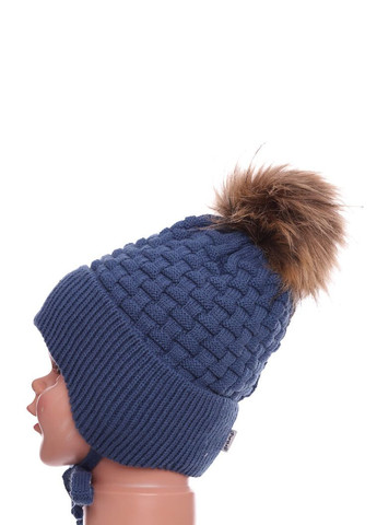 Шапка+шарф вязкая термоутеплитель на флисе Super Boy для мальчика синяя 6м+ (50679) BABYKROHA (337706213)