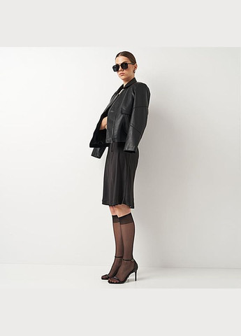 Чорна демісезонна женская куртка из искусственной кожи a-sona k18818bl Ricco Grande