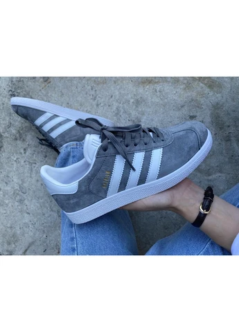 КРОССОВКИ ЖЕНСКИЕ ADIDAS GAZELLE GREY WHITE АДИДАС ГАЗЕЛЬ БЕЛЫЕ No Brand белые демисезоны (392015519)