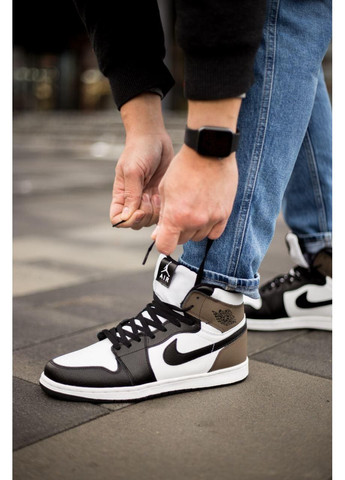 Білі Зимовий кросівки чоловічі nike air jordan retro 1 high dark mocha winter найк аір джордан No Brand