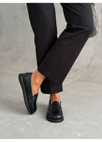 Черные анатомические кожаные лоферы Helen