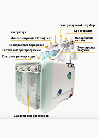 Косметологічний комбайн водневого пілінгу, H2-O2 Small Bubble з багатополярним RF ліфтингом Nova (340273982)