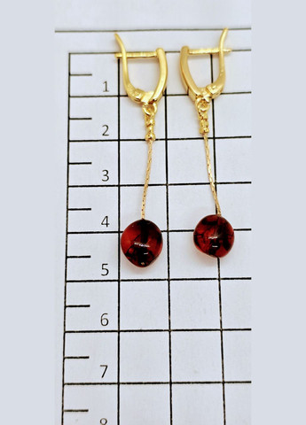 Серьги 3268 из натурального янтаря коньячный оттенок MINOV (332769500)