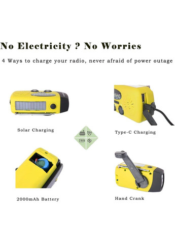 Радио на солнечной батарее с ручной подзарядкой и LED-фонариком FM AM для кемпинга дома, чрезвычайных ситуаций No Brand (338193381)
