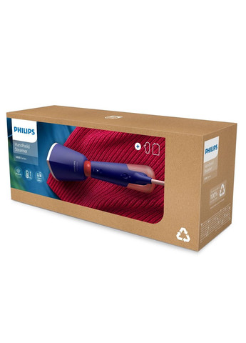 Відпарювач компактний Series 5000, 1400Вт, 120мл, паровий удар -24гр, складана ручка, чохол-рукавичка, колимок, пластик, синій Philips (314834815)