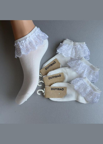 Білі 1 пара нарядні білі шкарпетки з рюшками Шугуан однотонні (303722873)