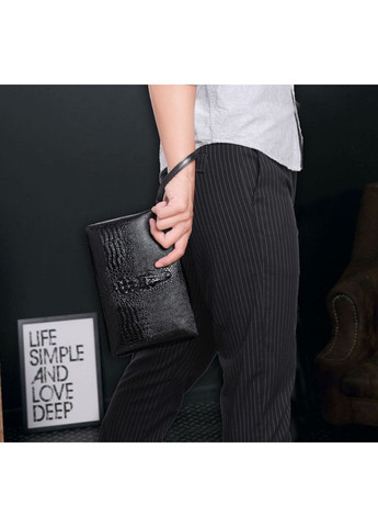 Великий чоловічий клатч чорний барсетка з екошкіри для документів і телефону гаманець для чоловіків Kenguru (363135990)